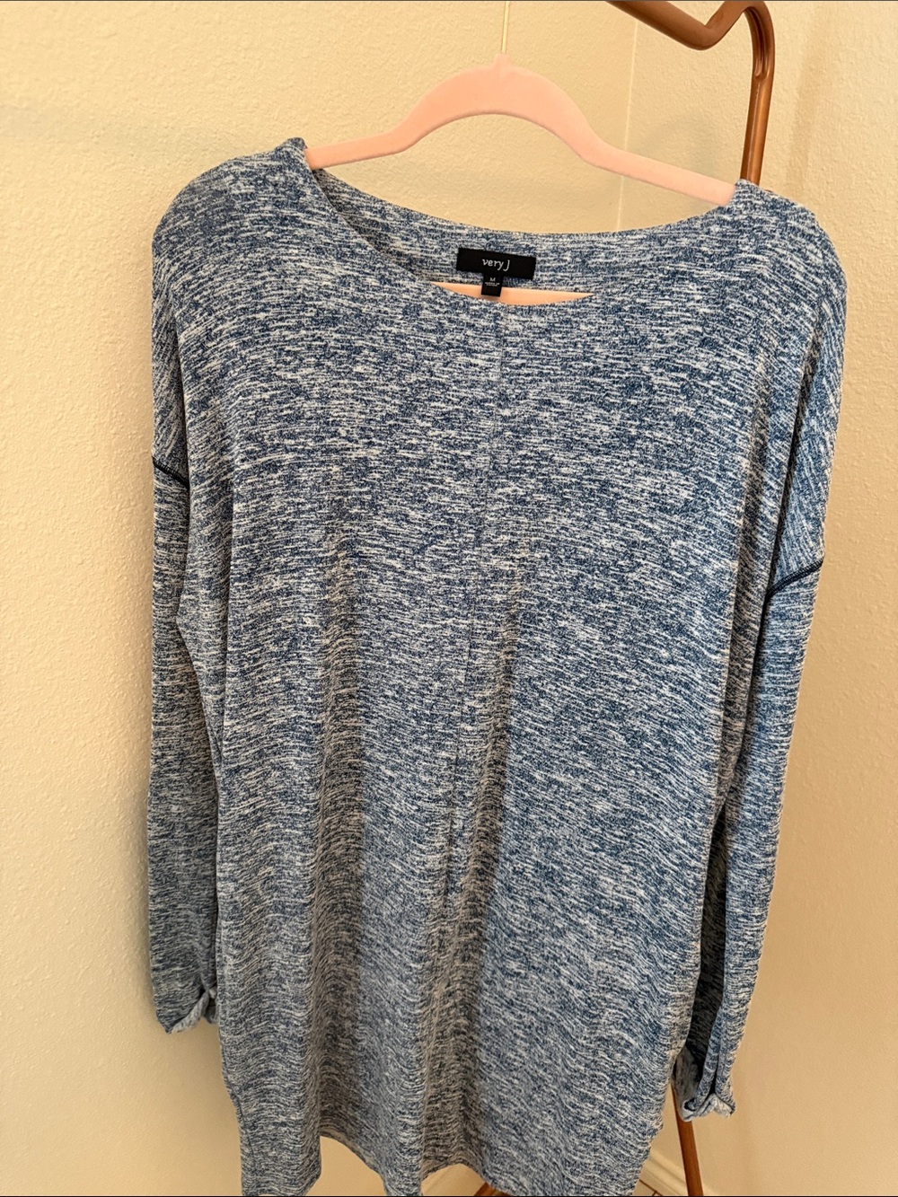 Very J Blue Heather Scoop-Neck Sweater Dress